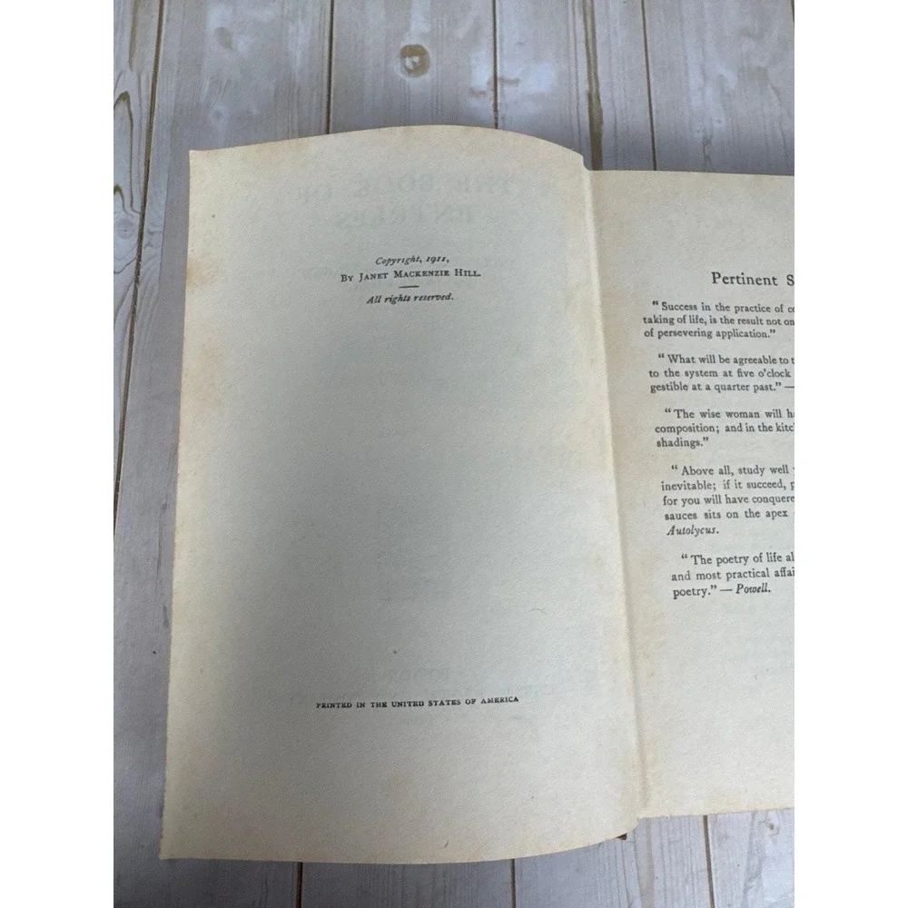 Book of Entrees Janet McKenzie Hill 1936 Cookbook Vintage Illustrated